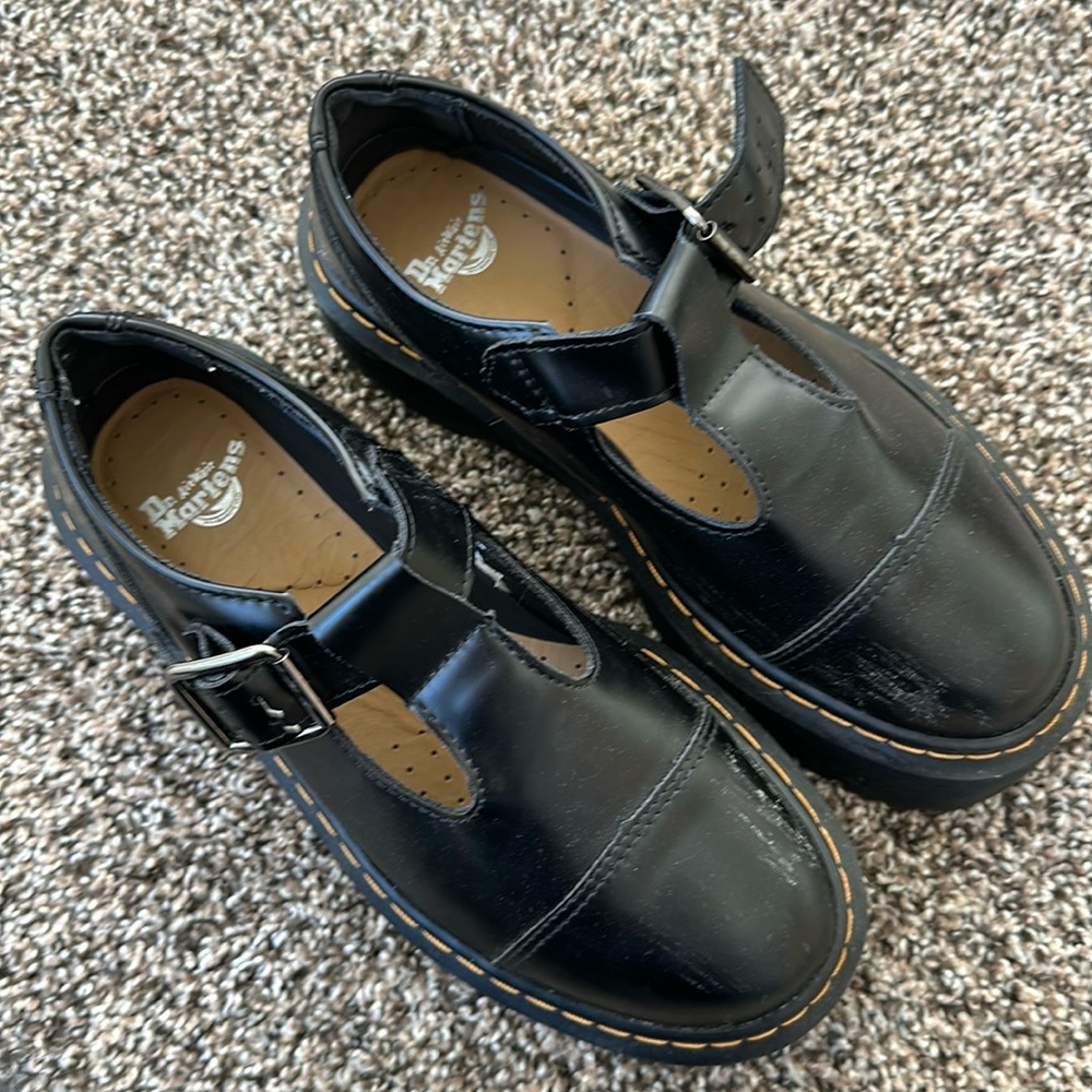 Dr Martens Womens Bethan Black Leather Platform Mary Jane's Size 40 fits 7.5